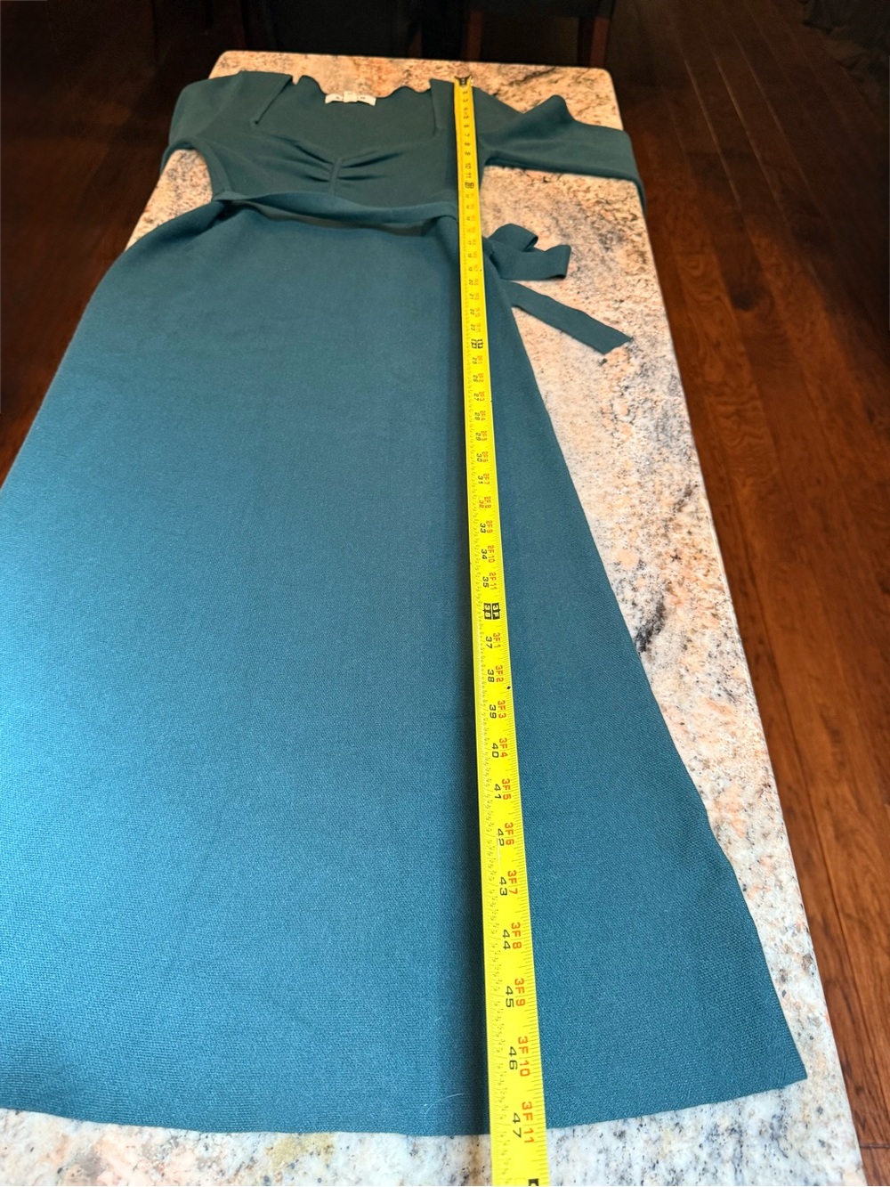 Boden Petite Teal Knit Midi Dress US 4P Long Sleeve Tie Waist - Picture 6 of 11
